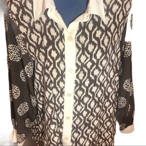 Vintage Button Down  Geometric & Organic Print XL